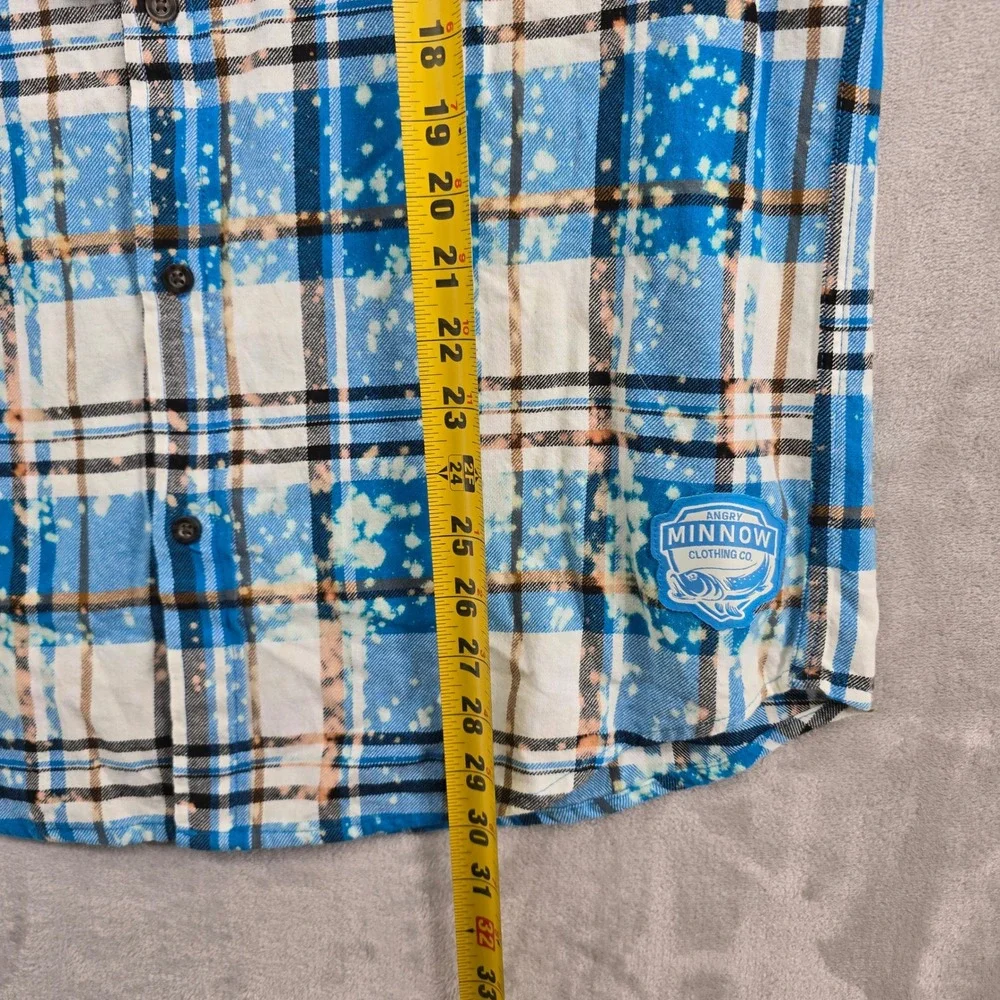 Angry Minnow Clothing Co Mens medium Long Sleeve Plaid Flannel Shirt Hamm's Beer